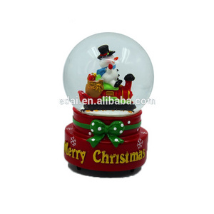 Custom snowball glass Polyresin snowball music Christmas glass snowball with melody