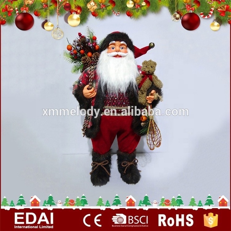 Customized life size fabric cloth Christmas decor noel Sitting Santa Claus on sleigh