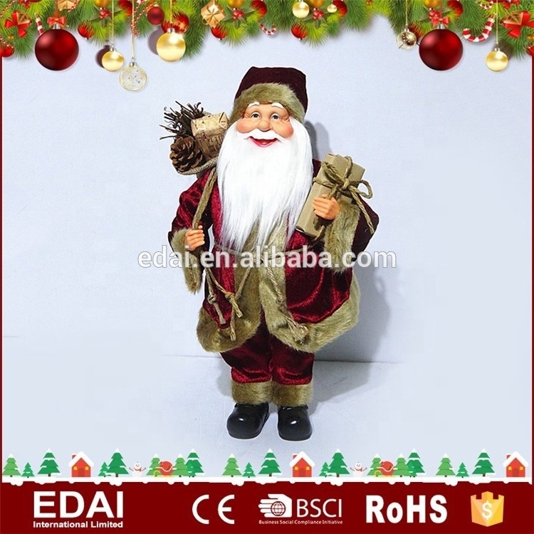 Customized life size fabric cloth Christmas decor noel Sitting Santa Claus on sleigh