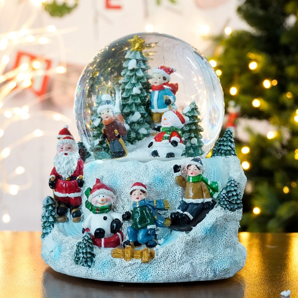 Custom LED Santa Claus Snow Globes Musical Crystal Ball Ornaments Children's Gifts Christmas Music Box Christmas Gifts