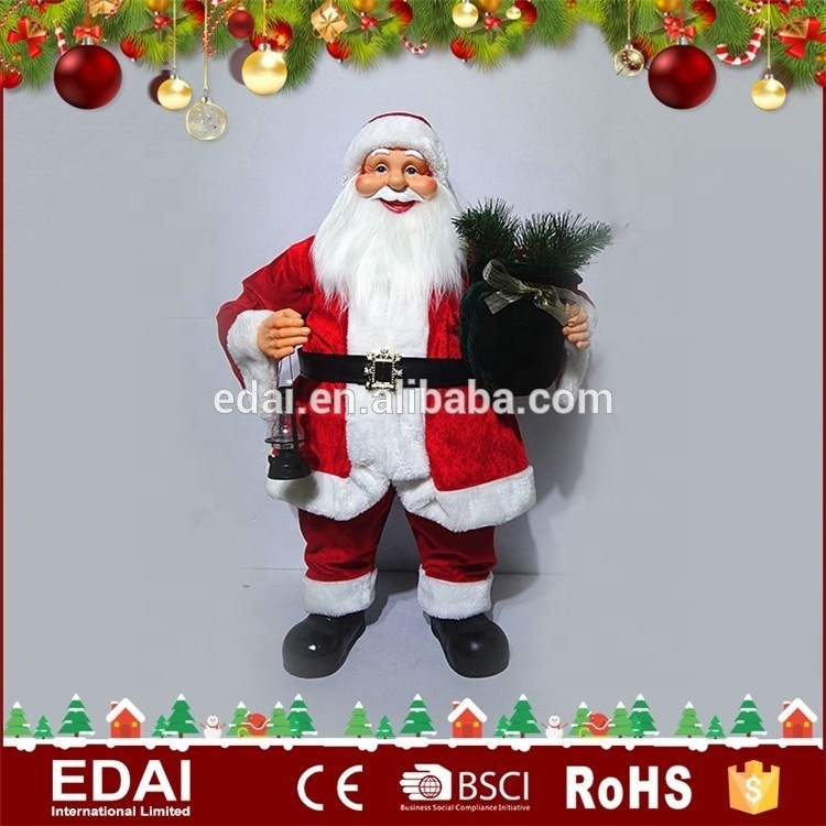 Customized life size fabric cloth Christmas decor noel Sitting Santa Claus on sleigh