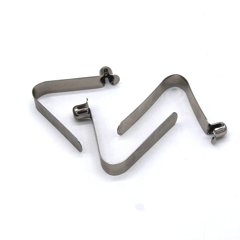 Custom Manufacture Oem Metal Double Tube Lock Button Spring Clip Flat V Spring Clips