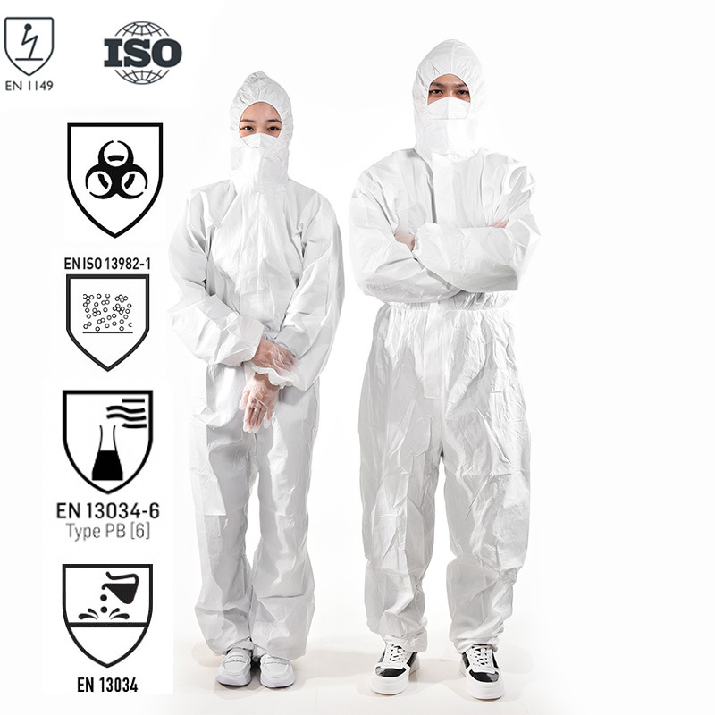 Non Woven Disposable Hazmat Suit Heavy Chemical Spray Safety Coverall Type 5/6 Disposable Protective Coverall