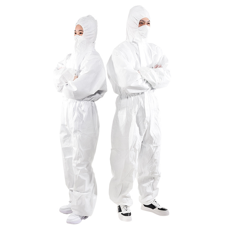 2024 RTS Cheap Dupont Fabric Hazmat Suit SMS AAMI PPE Microporous Painter Protective Jumpsuit Anti-static Disposable Coveralls