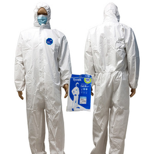 2024 RTS Cheap Dupont Fabric Hazmat Suit SMS AAMI PPE Microporous Painter Protective Jumpsuit Anti-static Disposable Coveralls