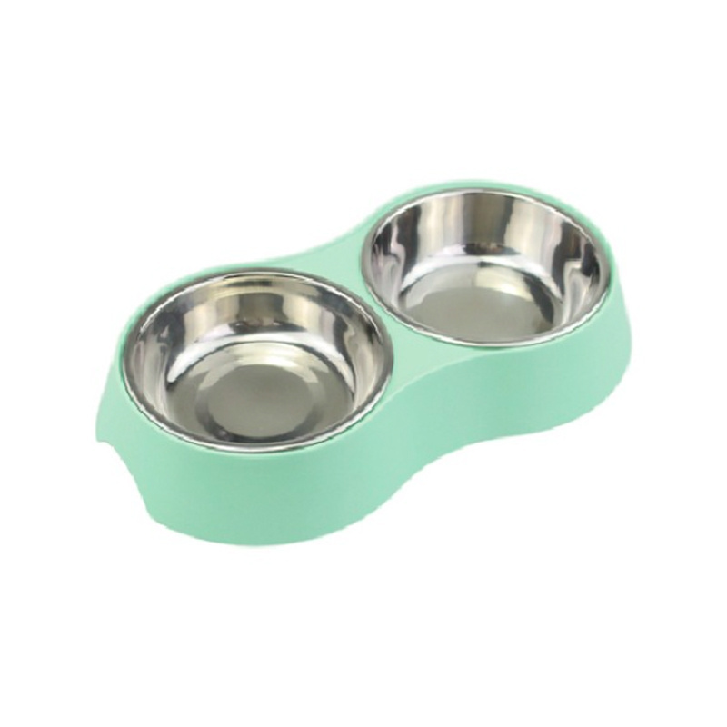 Stainless Steel Melamine Pet Bowl Double Diner Pet Bowl With Non-Skid Rubber Feet Feeder For Dogs Cats And Small Animal