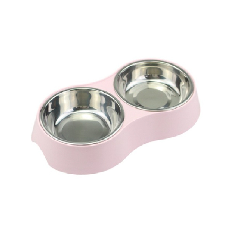 Stainless Steel Melamine Pet Bowl Double Diner Pet Bowl With Non-Skid Rubber Feet Feeder For Dogs Cats And Small Animal