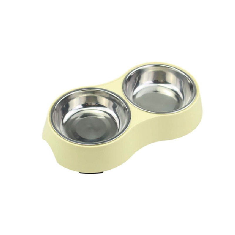 Stainless Steel Melamine Pet Bowl Double Diner Pet Bowl With Non-Skid Rubber Feet Feeder For Dogs Cats And Small Animal