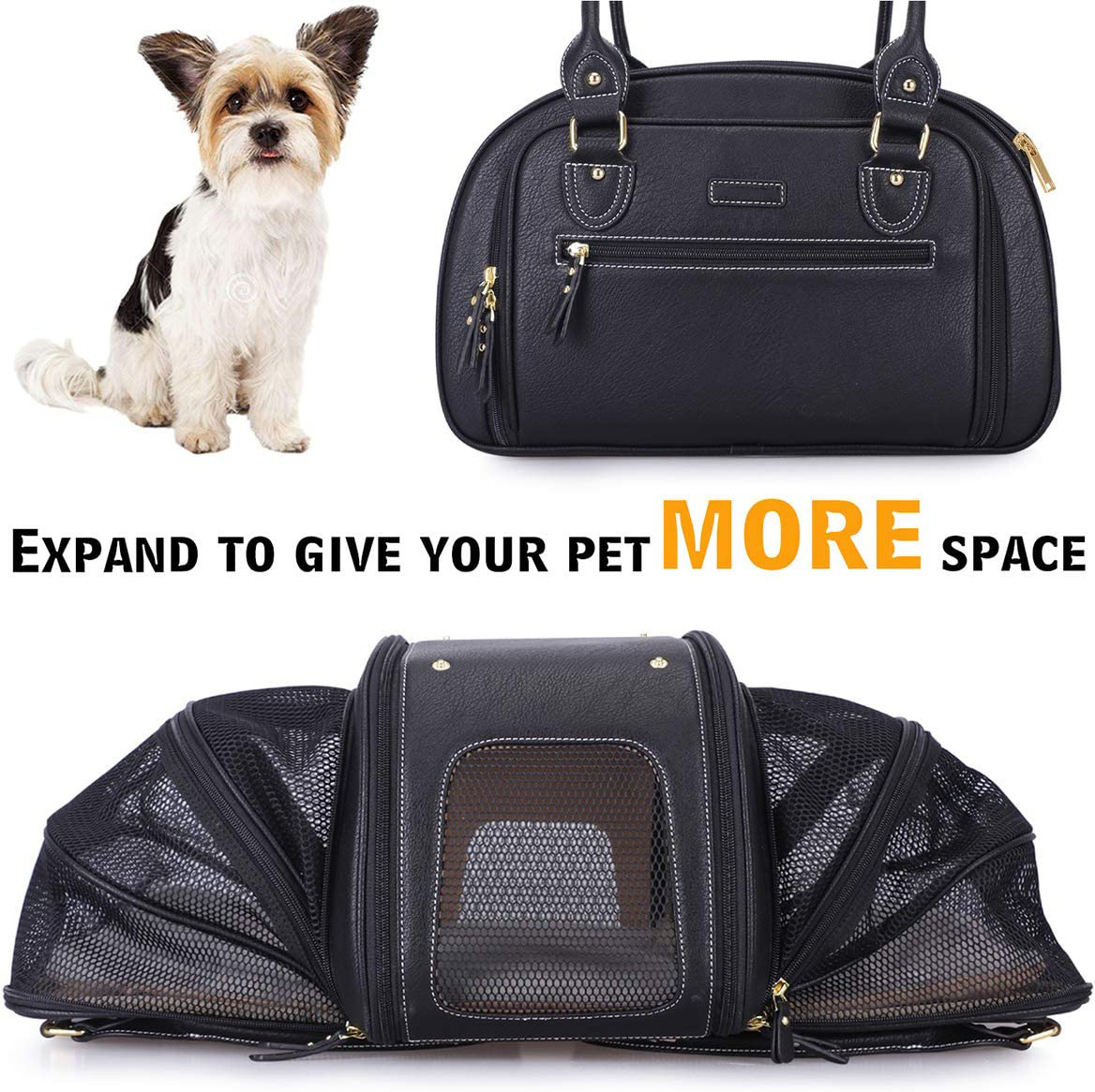 Pet Carrier Expandable Foldable Airline Approved Leather Pet Travel Portable Bag designer dog carrier