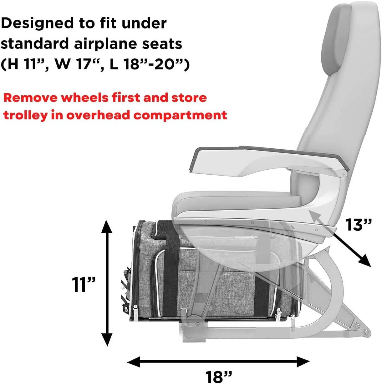 2022 Airline Approved Expandable Premium Pet Carrier on Wheels 2 Sides Expandable Cat Carrier Bag with Removable Fleece Pad