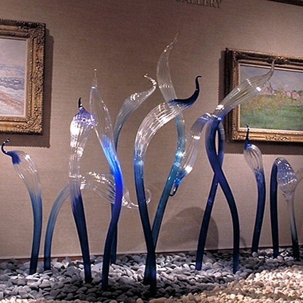 Modern Large Indoor Blue Swan Head Table Sculpture Design Glass Home Decoration Display Love Popular Europe Customized Art