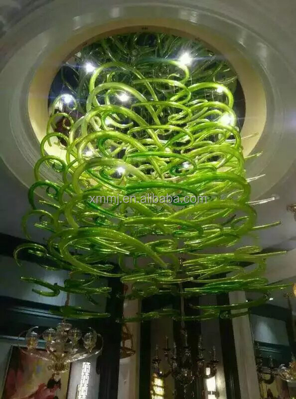 Handmade green color art glass tube shaped pieces contemporary ceiling light