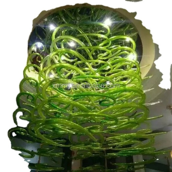 Handmade green color art glass tube shaped pieces contemporary ceiling light