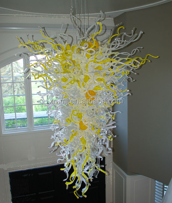 Modern hand made blown glass art large hotel hallway decorative chrystal chandelier