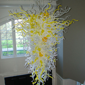 Modern hand made blown glass art large hotel hallway decorative chrystal chandelier