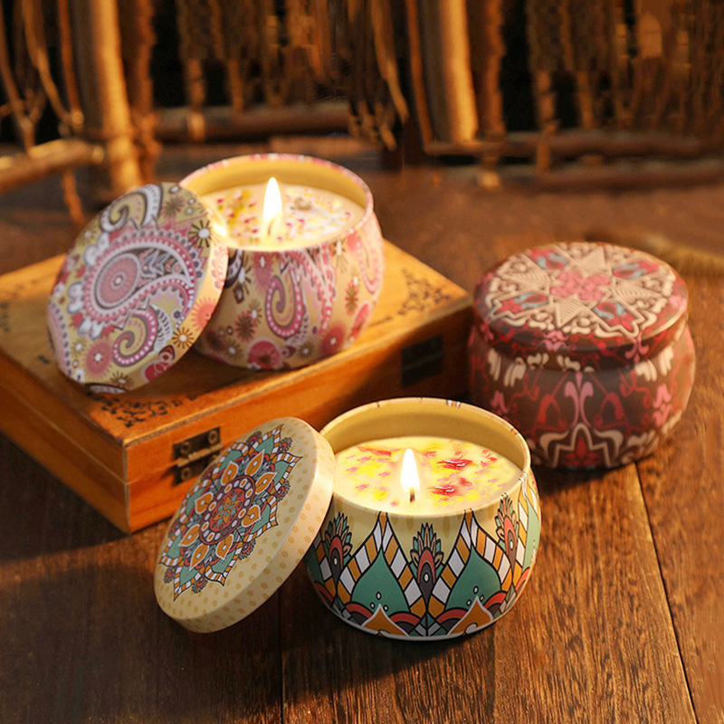 Bohemian Smokeless Soy Scented Candles Home Decoration Decorative Soy Wax Jar Candle Handmade Natural Aromatherapy Candles