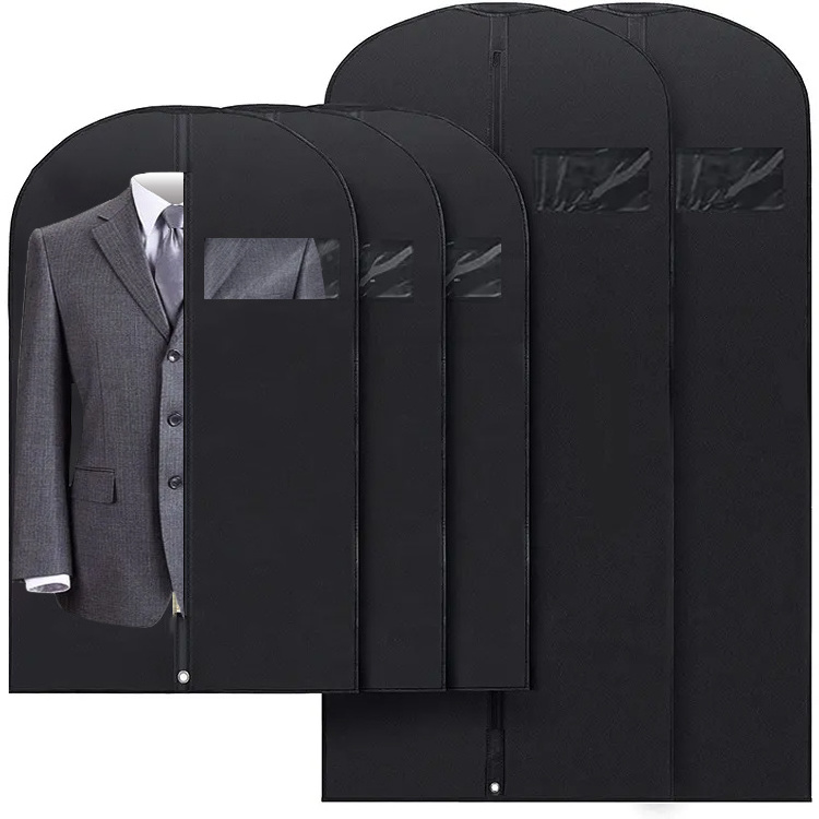 Wholesale Clear Wedding Dress Custom Logo Recycle Fabric Man Suit Garment Bag With Pocket Window