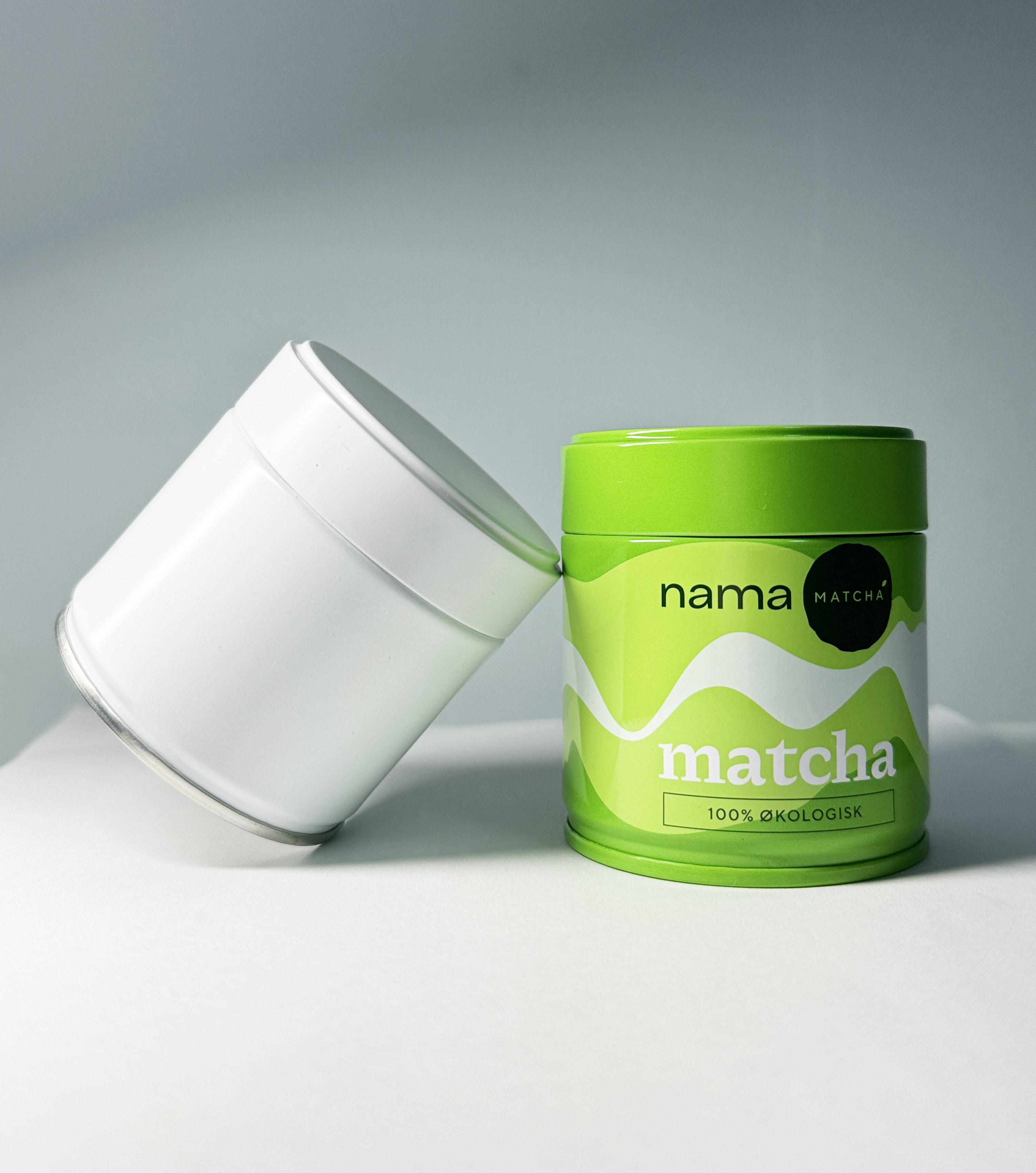 empty 30g matcha powder round tin can with screw lid