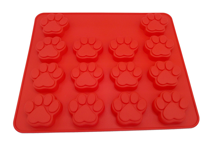 Benhaida Food grade puppy pet treat mold dog bone shape silicone ice cube tray Silicone bone paws baking mold