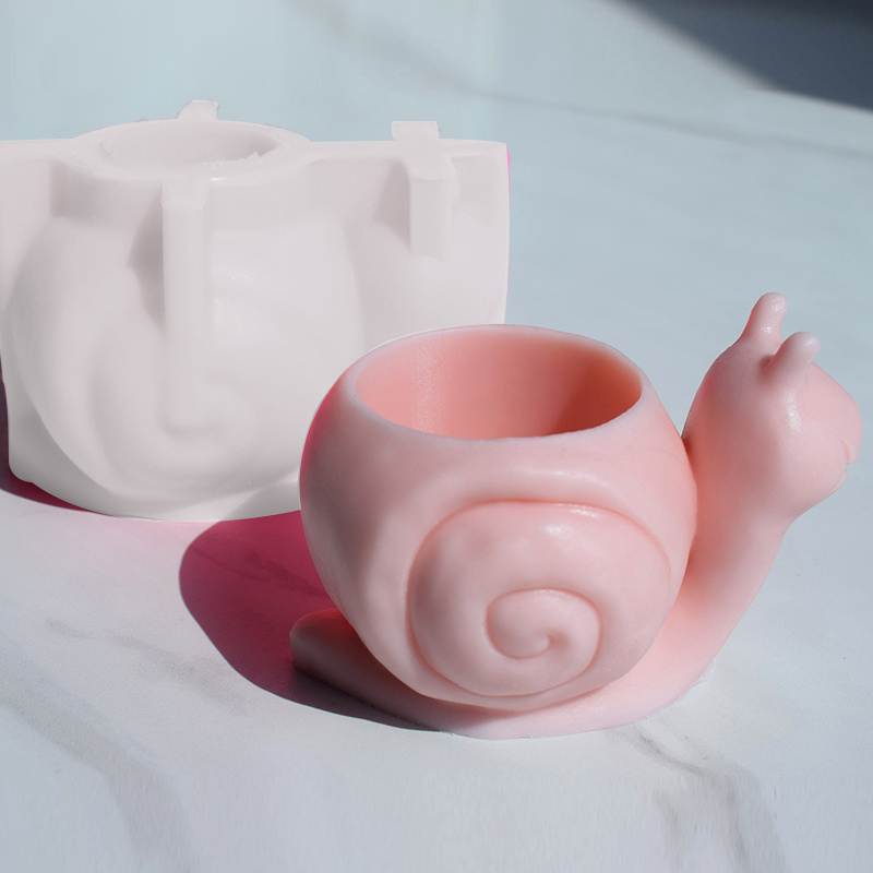 DIY 3D Animal Snail Craft Gardening flower pot Silicone Mold for Concrete Planter Molds Cement Vase Mold