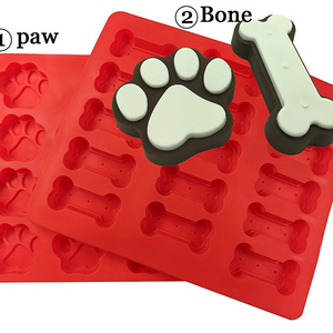 Benhaida Food grade puppy pet treat mold dog bone shape silicone ice cube tray Silicone bone paws baking mold