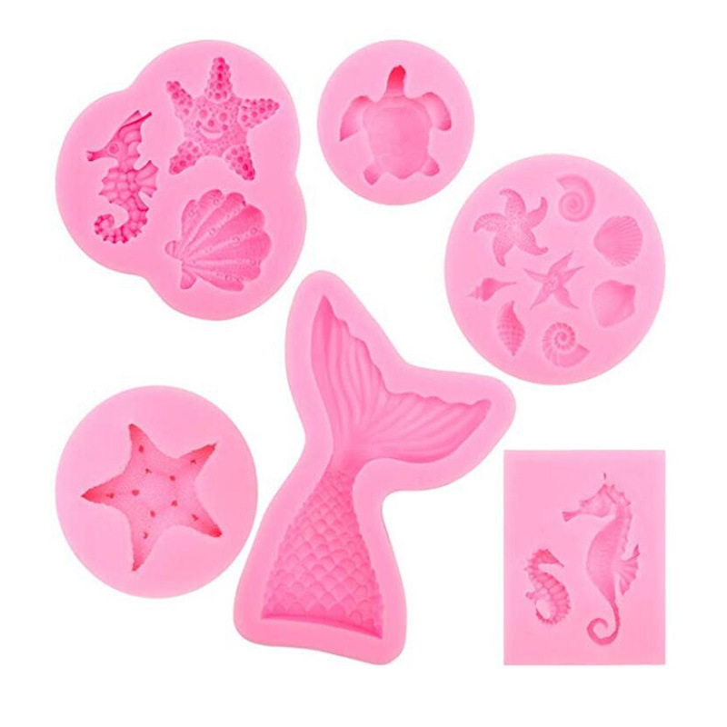 Variety of marine Seashell sets, fondant soft pottery epoxy clay plaster decoration modeling tool  Tail Cake Silicone