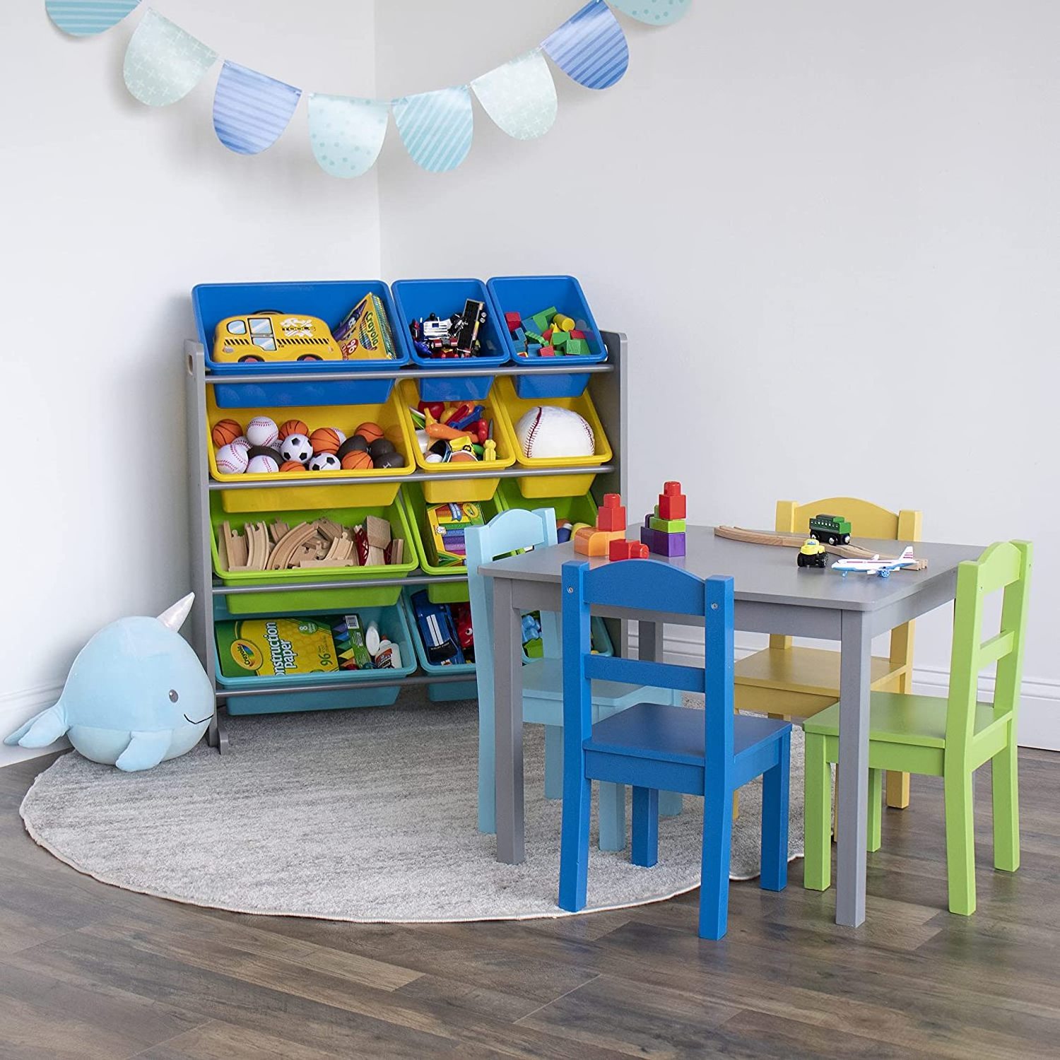 Toy Storage Organizer Turquoise Kids furniture Children's toys Children's storage rack Children shelf