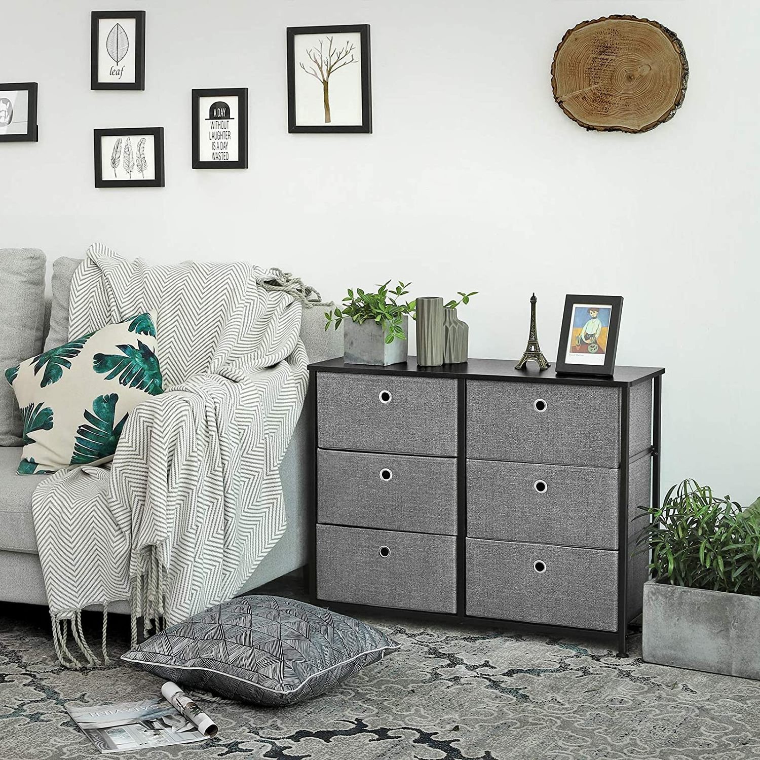 Narrow chest of drawers with 4 fabric drawers, thin vertical storage tower, 31.5 