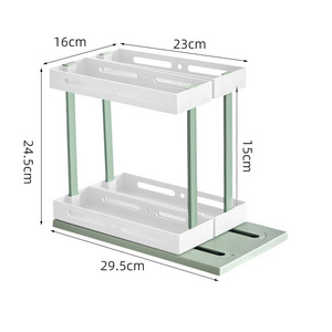 Multifunctional Rotating 2 Tier Spice Rack  Cabinet Caddy Cupboard Organizer Swivel Storage Shelf