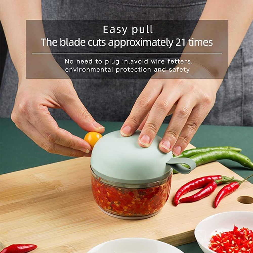 Durable BPA free food safe Manual Garlic Chopper Onion Grinder Mini Hand Pull String Vegetable Chopper