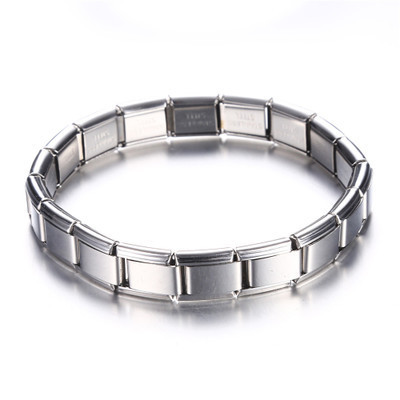 High Quality Stainless Steel High Polished 18pcs Links Italian Charm Bracelet for Men 18.5 cm 7.68 Inches