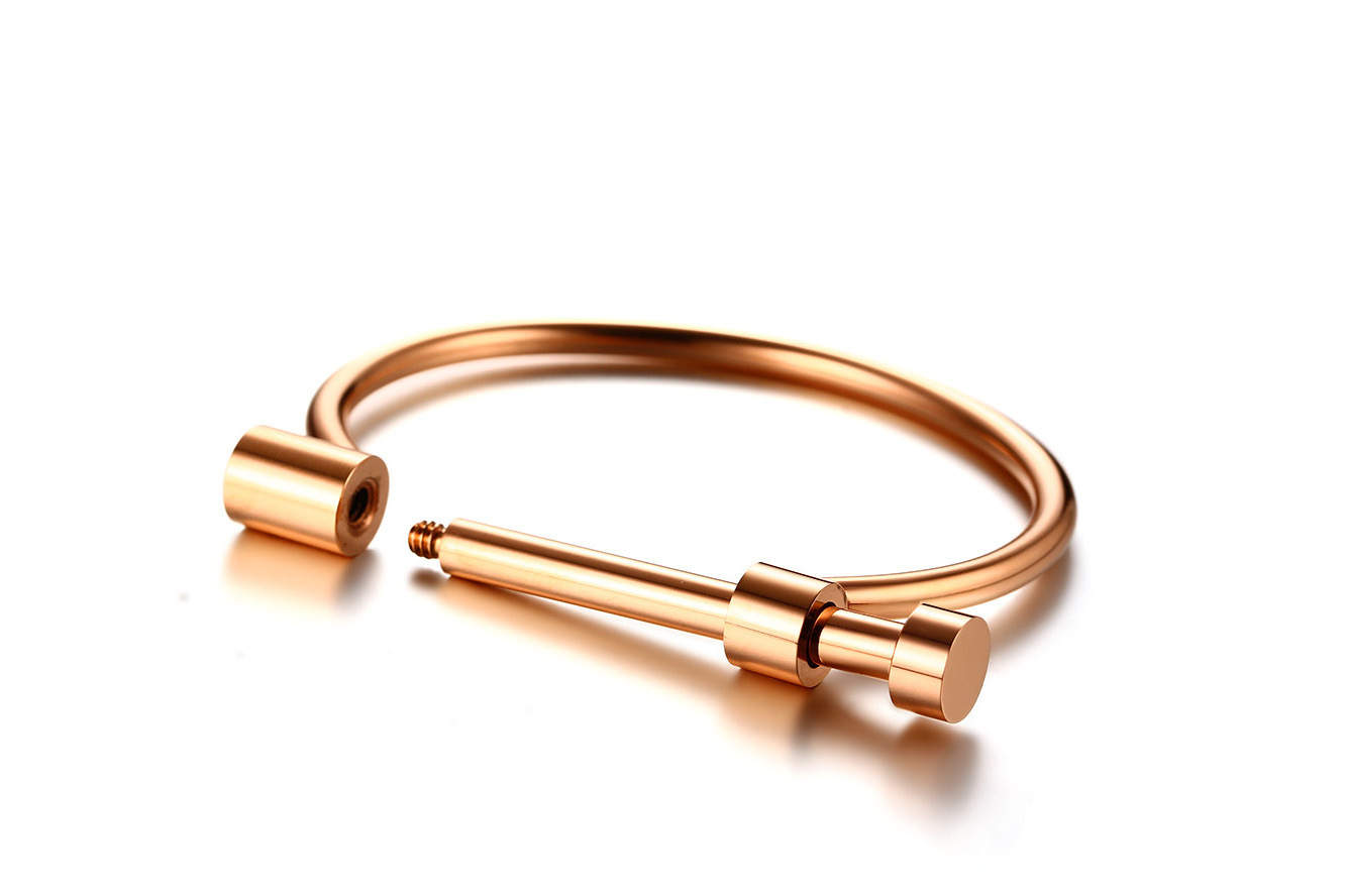 Stylish D Shape Bangle Horseshoe Buckle Bracelets for Women Gold Rose Gold Black Silver Cuff Bracelet