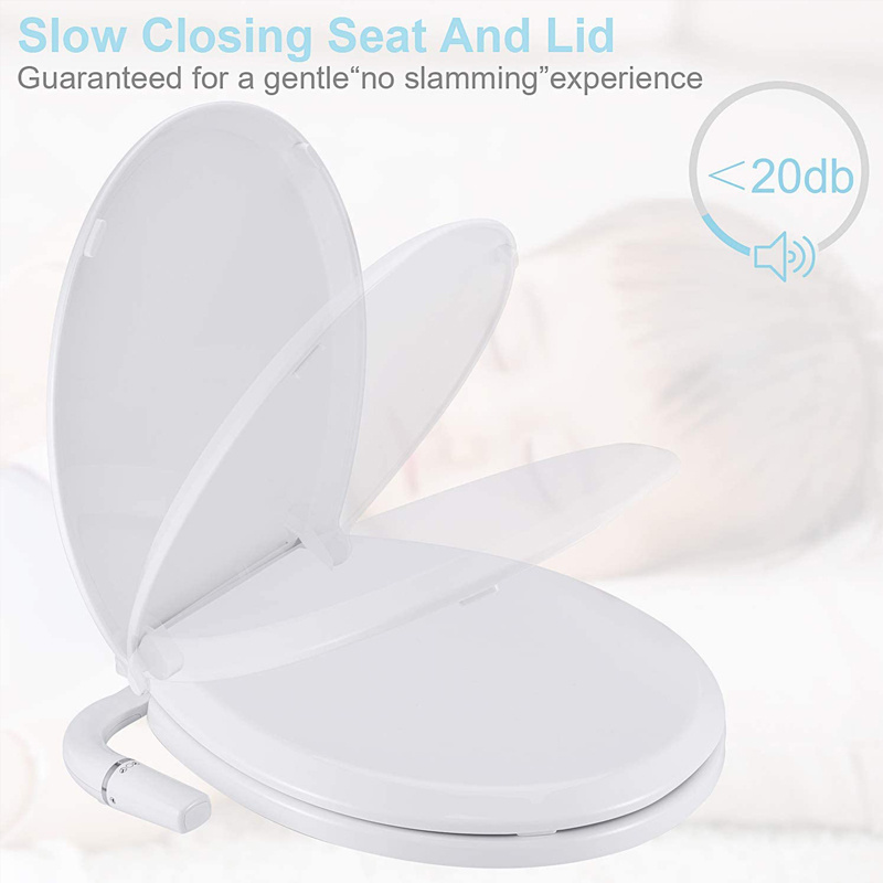 Quiet-Close Lid Dual Nozzles Handle-controlled Round Bidet Toilet Seat