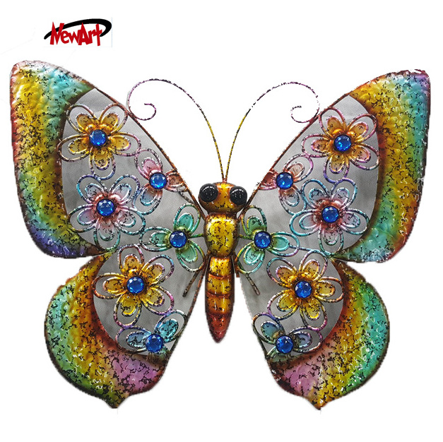 Wholesale Modern Colourful Shining metal butterfly wall decor Metal Art Wall Decoration salon wall decoration