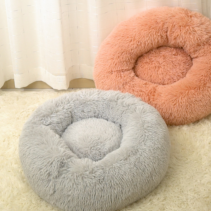 Multi Size Bedsure Calming Dog Bed for Small Dogs Donut Washable Small Pet Bed Anti Anxiety Round Fluffy Plush Faux Pad