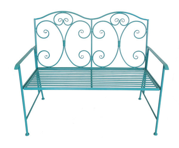 Anti-Rust Cast Aluminum Patio Garden Bench Double Seat Blue Green Park Yard Outdoor Balcony Metal Bench