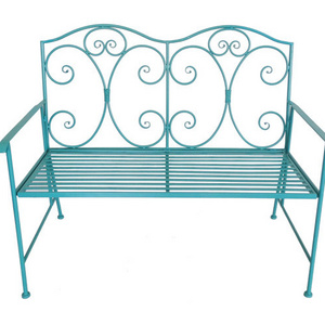 Anti-Rust Cast Aluminum Patio Garden Bench Double Seat Blue Green Park Yard Outdoor Balcony Metal Bench