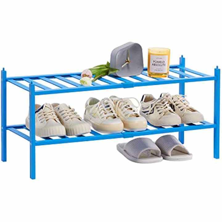 Bamboo 3 Tier Stackable Durable Shoe Shelf Holder Free Standing Shoe Racks Storage Organizer