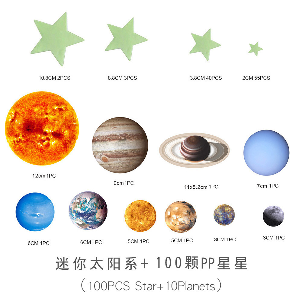 Glow in The Dark Stars 3D Wall Sticker for Ceiling Stars Moon Planet Wall Decors for Kids Bedroom Living Room