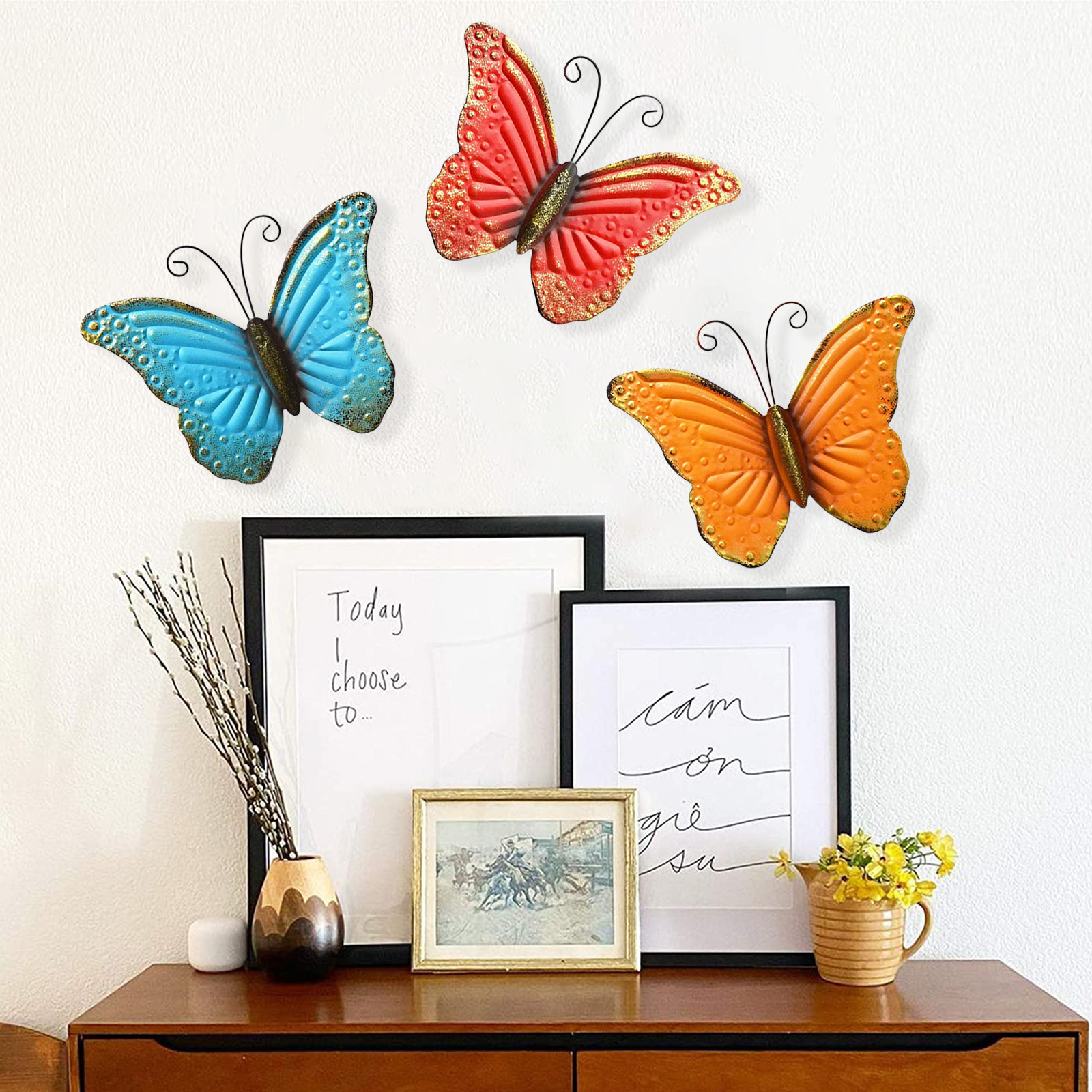 Newart metal 3 pieces butterfly aesthetic home decor wall frame decoration for living room decorations  home accessories