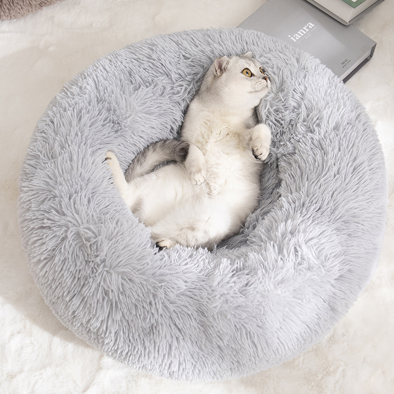 Multi Size Bedsure Calming Dog Bed for Small Dogs Donut Washable Small Pet Bed Anti Anxiety Round Fluffy Plush Faux Pad