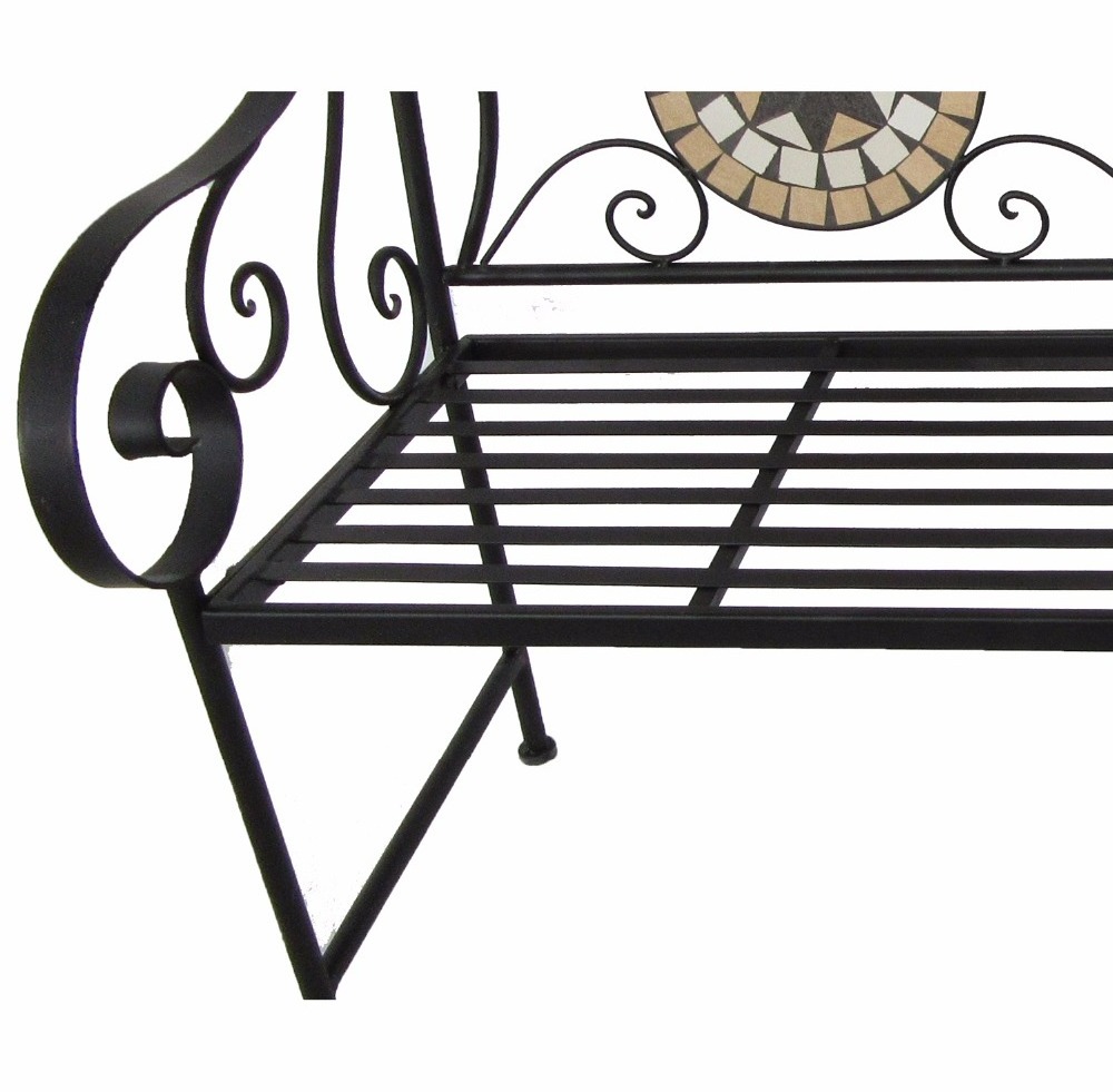 Patio Garden Bench Metal Park Bench Powder Coated Cast Iron Steel Frame Outdoor Mosaic Bench for Garden