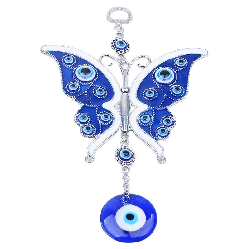 Newart Blue Butterfly Keychain Devil's Eye Pendant Alloy Door and Window Pendant Wall Hanging Decoration