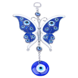 Newart Blue Butterfly Keychain Devil's Eye Pendant Alloy Door and Window Pendant Wall Hanging Decoration