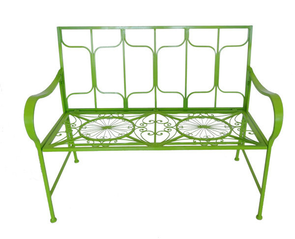 Anti-Rust Cast Aluminum Patio Garden Bench Double Seat Blue Green Park Yard Outdoor Balcony Metal Bench