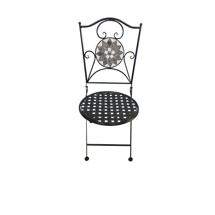 mosaic art metal frame table and two chairs circle outdoor furniture garden set