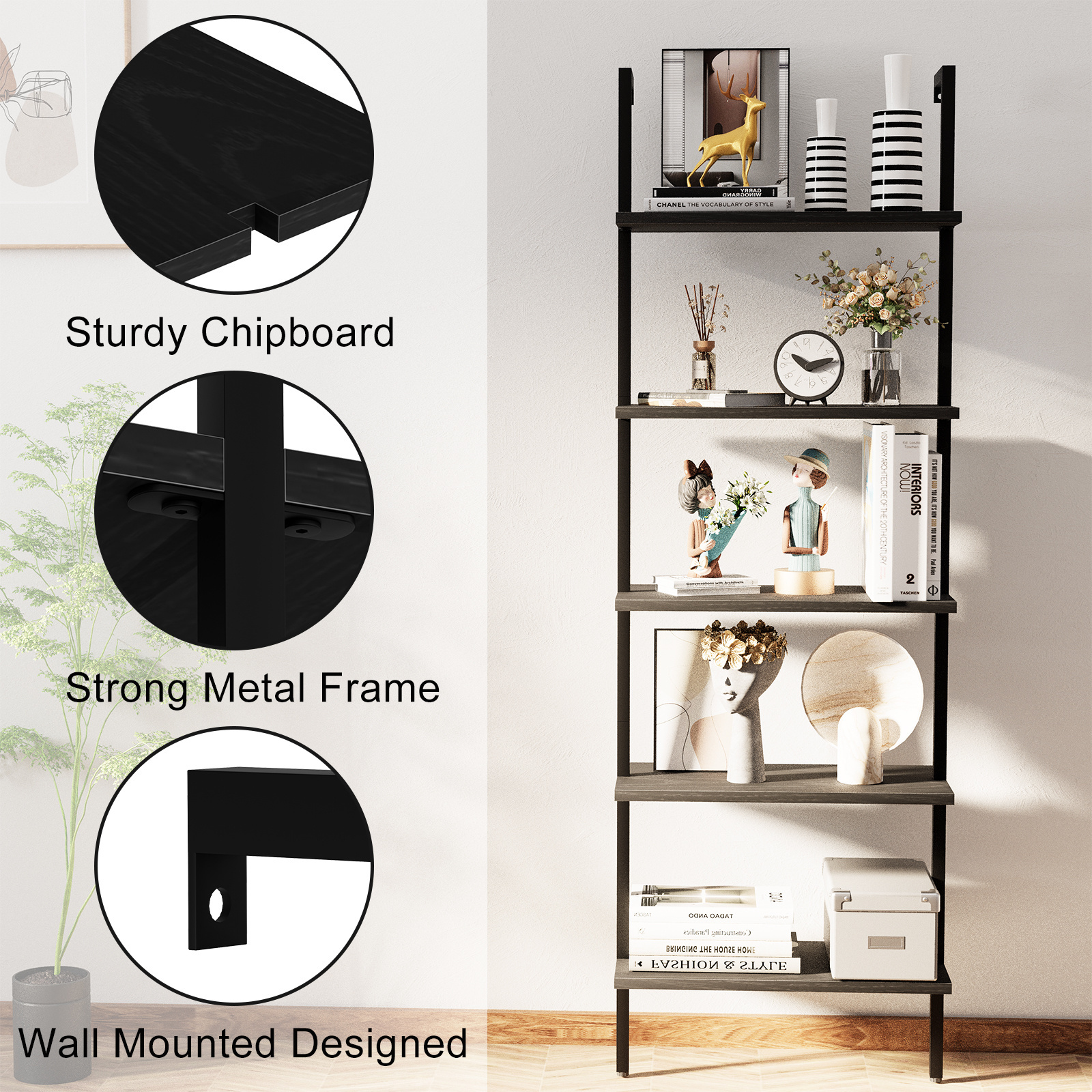 5 Tier Spacing Save Metal Storage Rack Wire Shelving Unit Storage Shelves Pantry Closet Kitchen Laundry Black Metal Wall Shelf