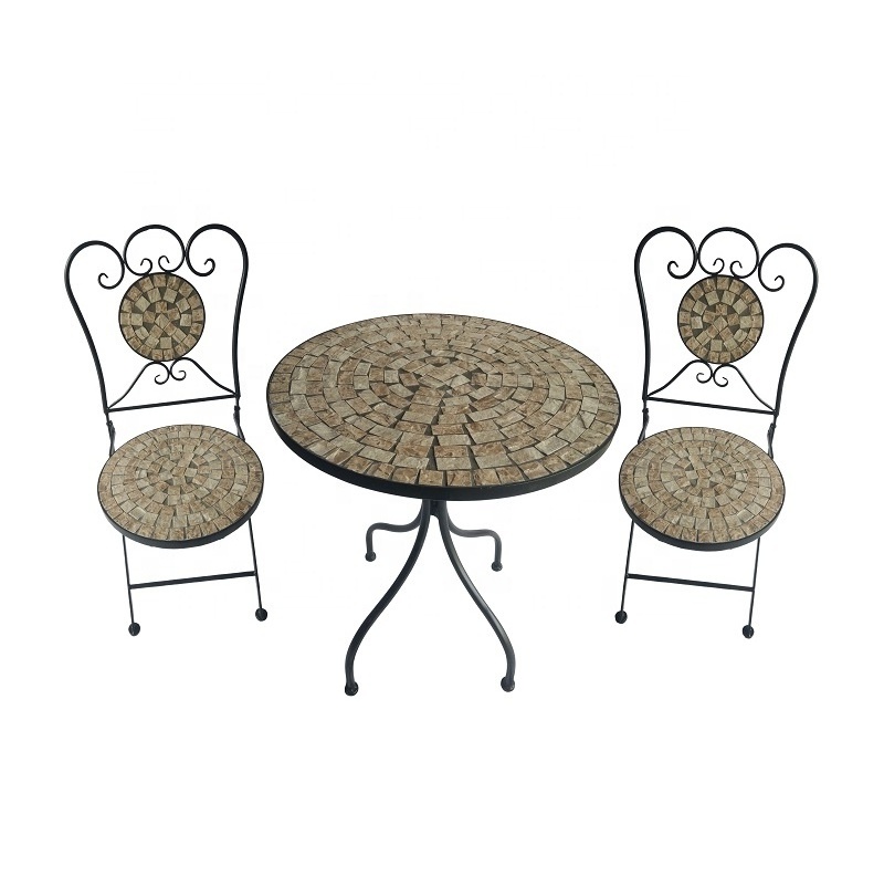 Mosaic Table Chairs Garden Treasures Classical Metal Outdoor Furniture Bistro Set for Garden Yard