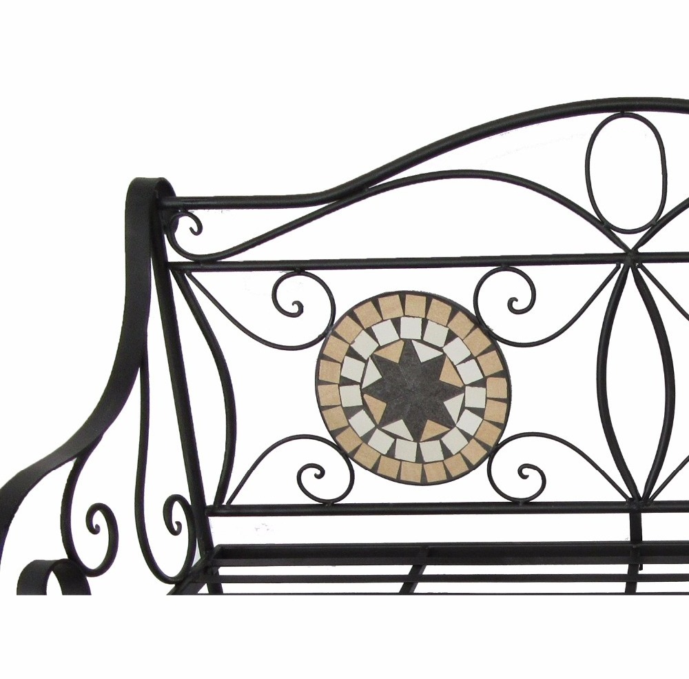 Patio Garden Bench Metal Park Bench Powder Coated Cast Iron Steel Frame Outdoor Mosaic Bench for Garden