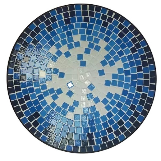 Mosaic Patio Table Outdoor Side Table Ceramic Tile Top Metal Round End Table for Yard Porch Balcony Garden